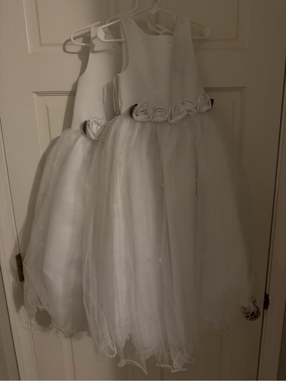 Two- A Sweetie Pie - White Floral Trim Tulle Flower Girl Dresses